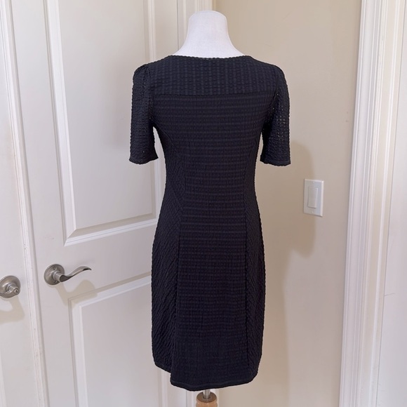 Anthropologie Maeve Cocteau Navy Short Sleeve Seersucker Sheath Dress Medium - Picture 7 of 10